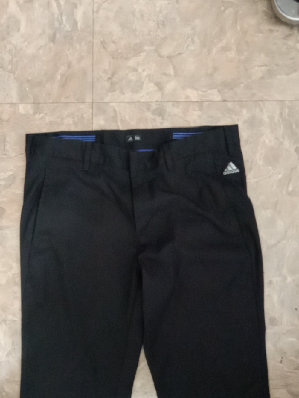 adidas Black Golf  Pants with Blue Inner Trim and Silver Logo